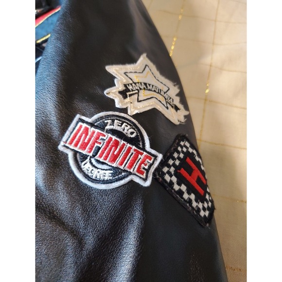 Hot & Delicious Faux Leather Jacket SMALL Cropped Punk Biker Patches Moto - Picture 9 of 16